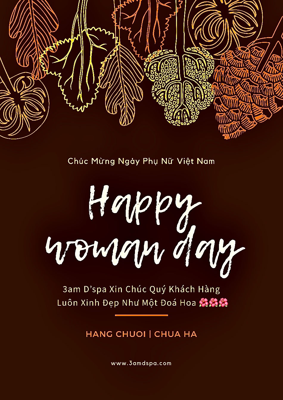 3am D’spa xin gửi những lời chúc tốt đẹp nhất đến quý khách hàng - Chúc mừng ngày Phụ Nữ Việt Nam