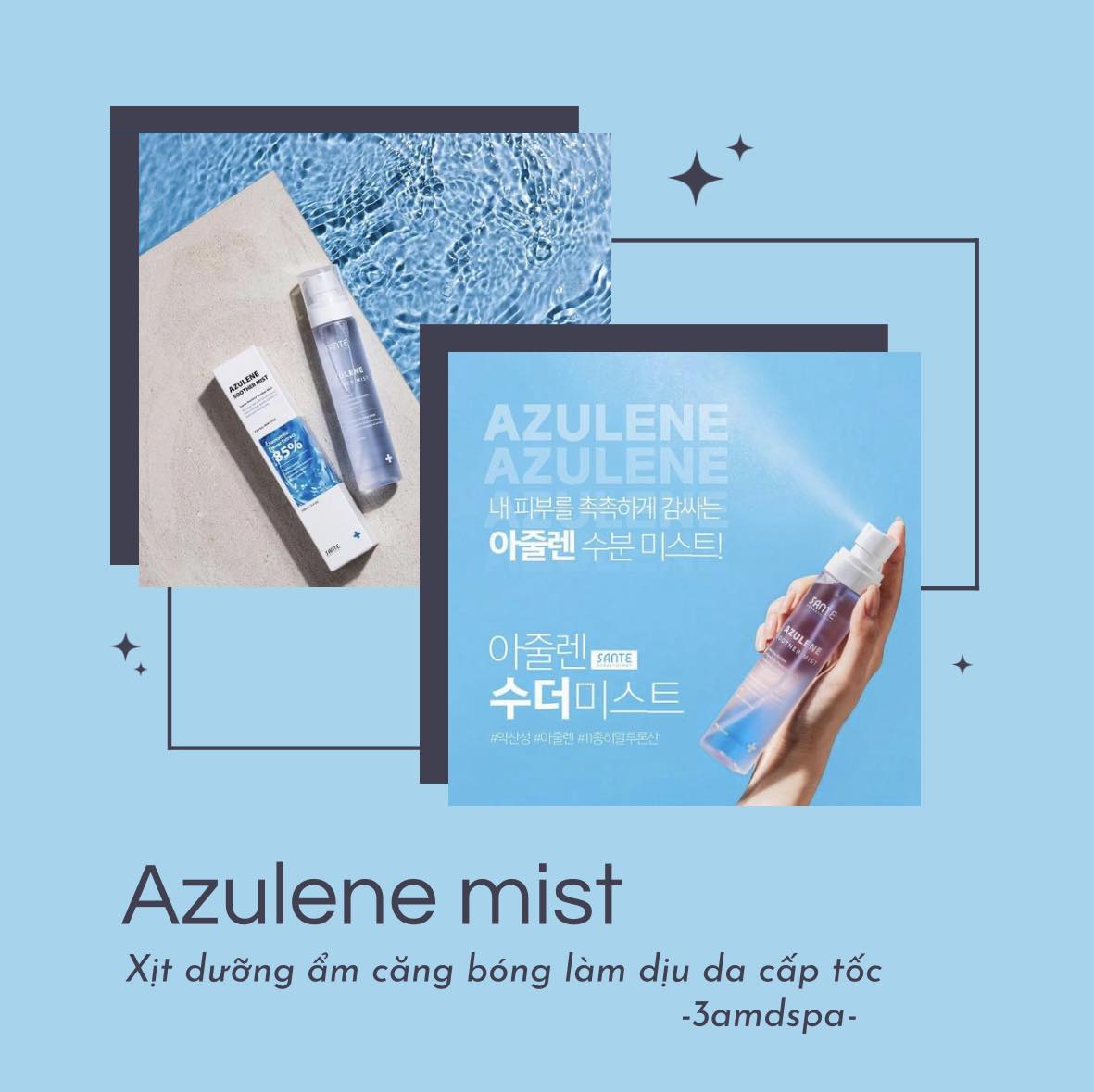 Xịt Khoáng Tế Bào Gốc Siêu Căng Bóng Sante - Azulene Soother Mist ( thay toner ) dành cho cả da đang treatment nhé 👌🏻