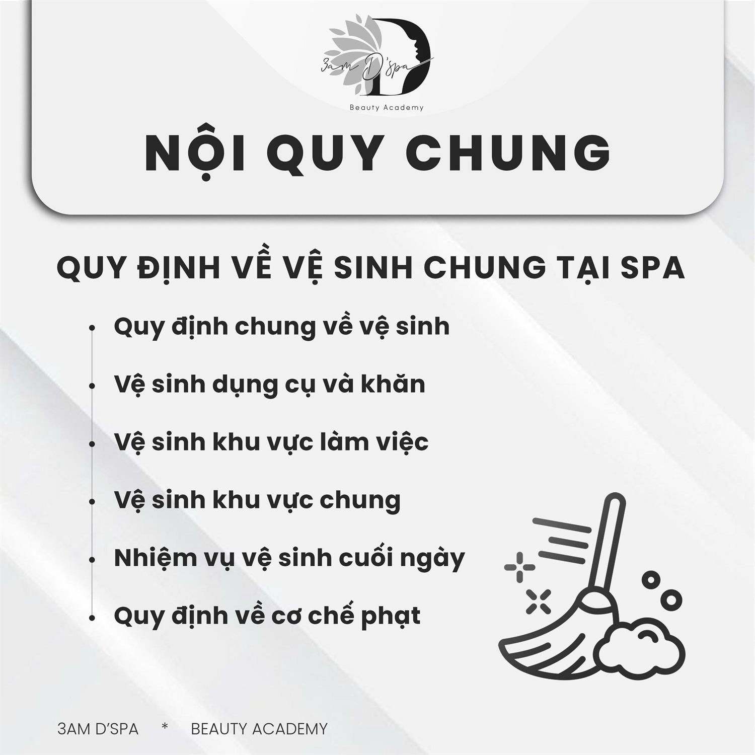 QUY ĐỊNH VỀ VỆ SINH CHUNG TẠI SPA 