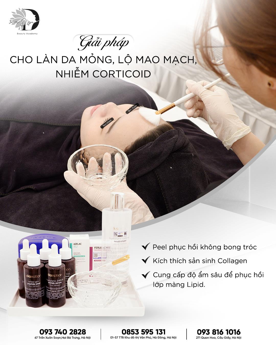 Với nền da mỏng yếu, lộ mao mạch hay nhạy cảm do nhiễm Corticoid/Kem trộn, việc sử dụng các loại Peel bong tróc mạnh là sai lầm tai hại. 